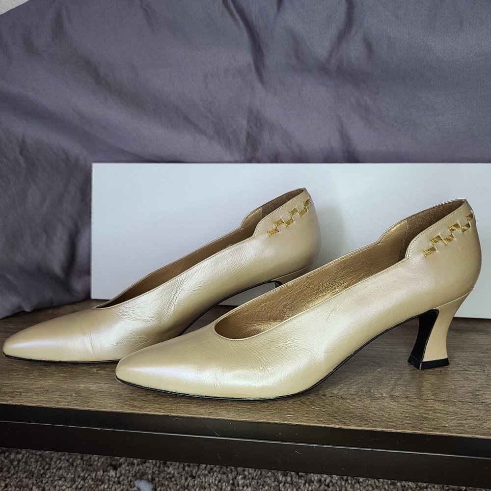 Gold and beige Stuart Weitzman's